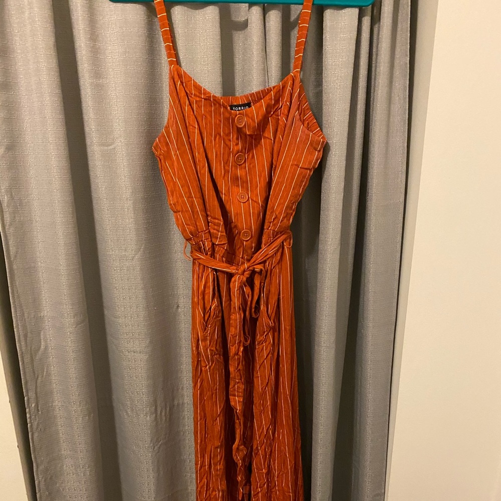 Torrid orange jumpsuit with waist tie size 2